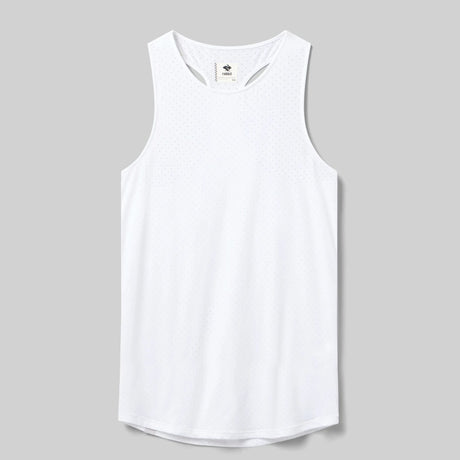 Front view of rabbit women's ice perf tank in white colour