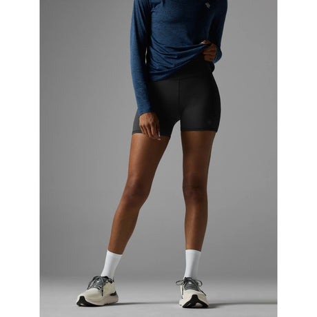 Front on-model view of Rabbit speed leggy high rise 4" women's in black colour