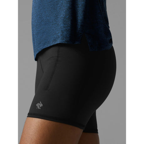 Side on-model view of Rabbit speed leggy high rise 4" women's in black colour