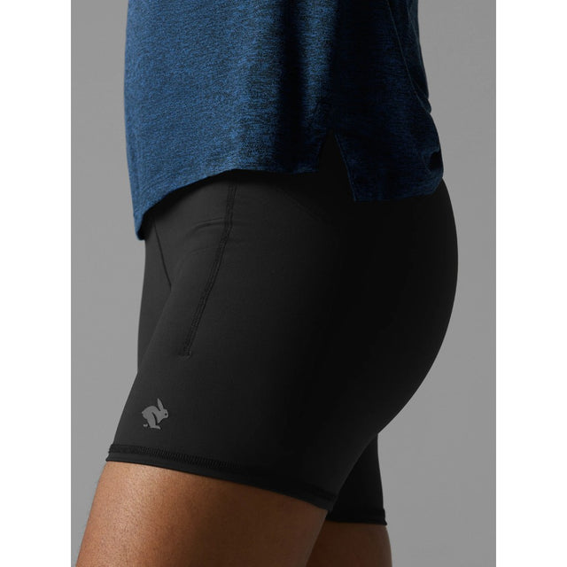 Side on-model view of Rabbit speed leggy high rise 4" women's in black colour