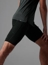 Side on-model view of Rabbit Speedsters shorts for men in black colour
