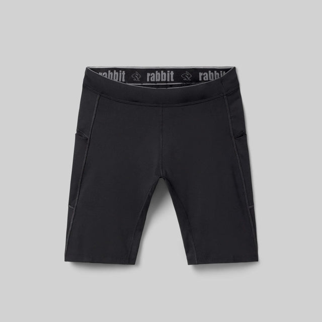 Front view of Rabbit Speedsters shorts for men in black colour
