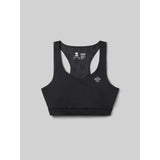 Front view of rabbit's strappy pocket bra in black colour