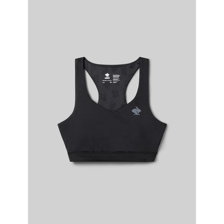 Front view of rabbit's strappy pocket bra in black colour