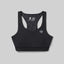 Front view of rabbit's strappy pocket bra in black colour