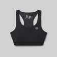 Front view of rabbit's strappy pocket bra in black colour