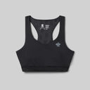 Front view of rabbit's strappy pocket bra in black colour
