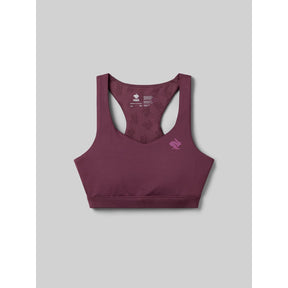 Front view of rabbit's strappy pocket bra in mauve colour