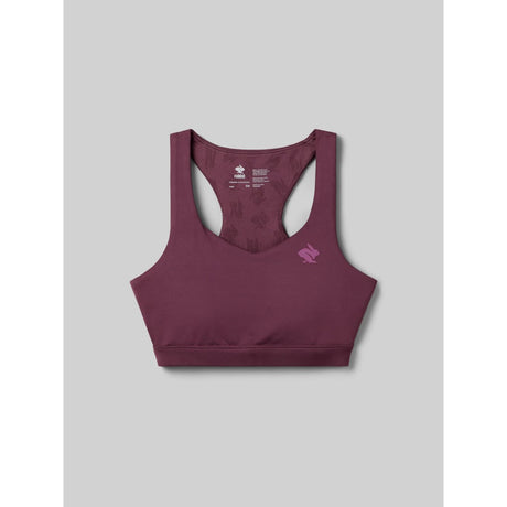 Front view of rabbit's strappy pocket bra in mauve colour