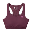 Front view of rabbit's strappy pocket bra in mauve colour