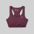 Front view of rabbit's strappy pocket bra in mauve colour