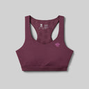 Front view of rabbit's strappy pocket bra in mauve colour