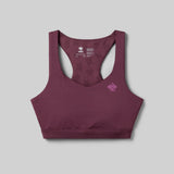 Front view of rabbit's strappy pocket bra in mauve colour