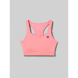 Front view of rabbit's strappy pocket bra in strawberry pink colour