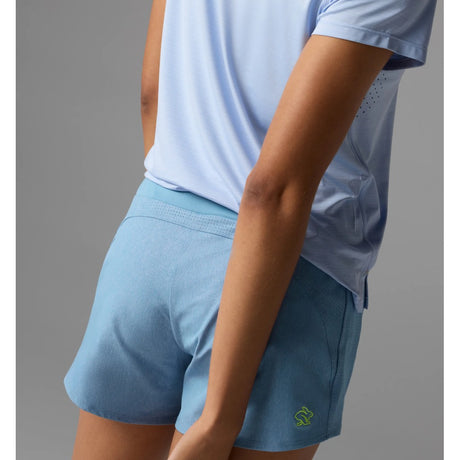 Back on-model view of rabbit tried N' true 4" women's shorts in allure colour