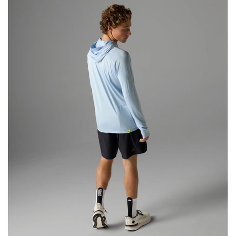 Back on-model view of rabbit UPF Deflector 2.0 Pullover Men's hoody in skyway colour