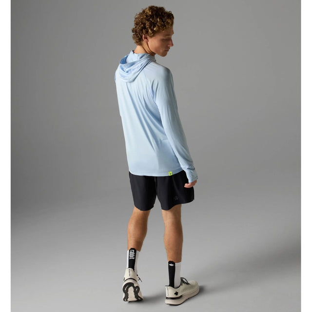 Back on-model view of rabbit UPF Deflector 2.0 Pullover Men's hoody in skyway colour