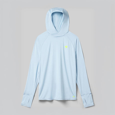 Front view of rabbit UPF Deflector 2.0 Pullover Men's hoody in skyway colour