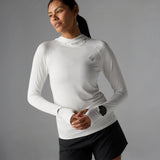 Front view of women's rabbit UPF Deflector 2.0 pullover in snow white colour