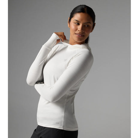 Side view of women's rabbit UPF Deflector 2.0 pullover in snow white colour
