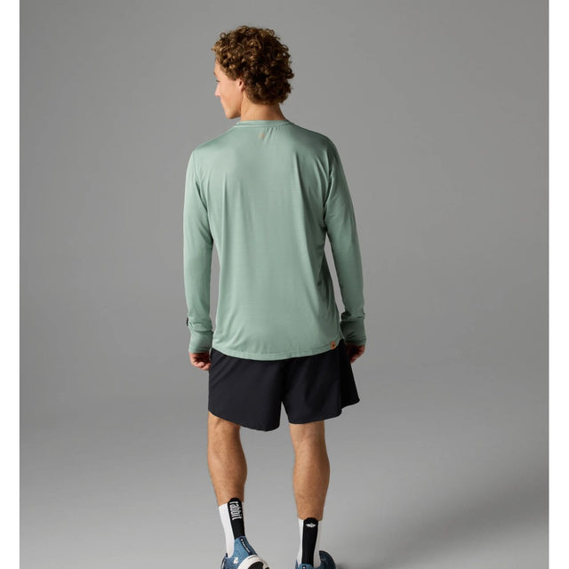 Back view of rabbit UPF Tee Long Sleeve Men's in Iceberg Green colour