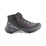 Side view of Salomon Genesis Mid GTX Women's hiking boots in Black / Dawn Pink / Lilac Ash