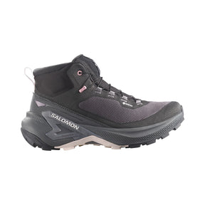 Side view of Salomon Genesis Mid GTX Women's hiking boots in Black / Dawn Pink / Lilac Ash