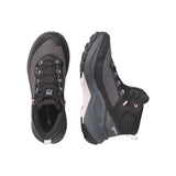 Top and side view of Salomon Genesis Mid GTX Women's hiking boots in Black / Dawn Pink / Lilac Ash