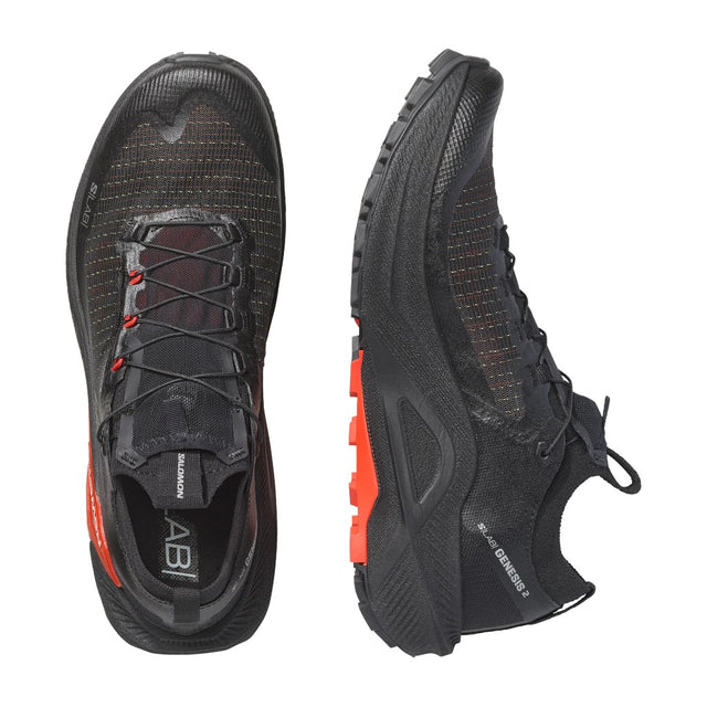 Top and side view of Salomon S/Lab Genesis 2 unisex in colour black and fiery red