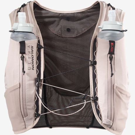Front view of the Salomon S/LAB ULTRA 12 liter vest in Goat and Black colour