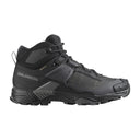 Side view of Salomon X Ultra 5 Mid GTX Men's hiking boots in Black / Asphalt / Castlerock colour