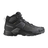 Side view of Salomon X Ultra 5 Mid GTX Men's hiking boots in Black / Asphalt / Castlerock colour