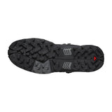 Sole view of Salomon X Ultra 5 Mid GTX Men's hiking boots in Black / Asphalt / Castlerock colour