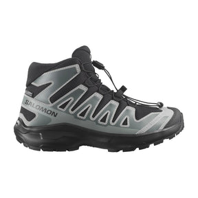 Side view of Salomon XA Pro Mid WP Kid's in Black/Sedona Sage/Wrought Iron colour