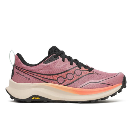 Side view of women's peregrine 16 in mauve salmon colour