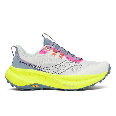 Side view of women's Saucony Xodus Ultra 4 white citron colour