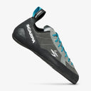 Side view of Scarpa's Helix men's climbing shoe in shark mid grey colour