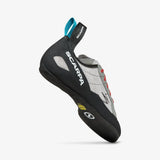 Sole view of Scarpa's Helix women's climbing shoe in silver mid grey colour