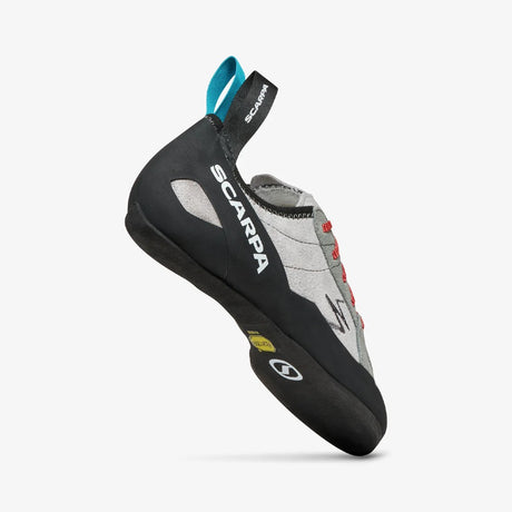 Sole view of Scarpa's Helix women's climbing shoe in silver mid grey colour
