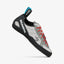 Side view of Scarpa's Helix women's climbing shoe in silver mid grey colour