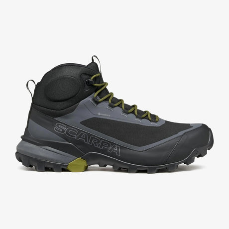 Lateral side view of Scarpa Ribelle Cross 2 Mid GTX Men's in Black/Olive colour