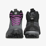 Lace and heel view of Scarpa Ribelle Cross 2 Mid GTX Women's in Dark Grey/Purple colour