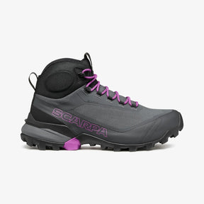 Lateral side view of Scarpa Ribelle Cross 2 Mid GTX Women's in Dark Grey/Purple colour
