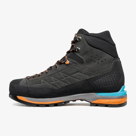 Medial side view of Scarpa's Zodiac Tech GTX Men's boot in anthracite/tonic colour