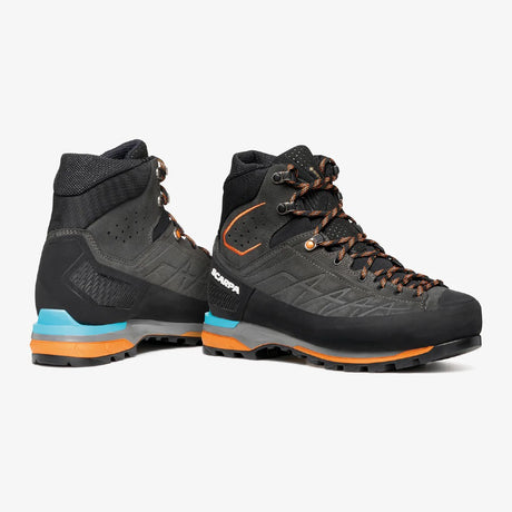 Side view of Scarpa's Zodiac Tech GTX Men's boot in anthracite/tonic colour