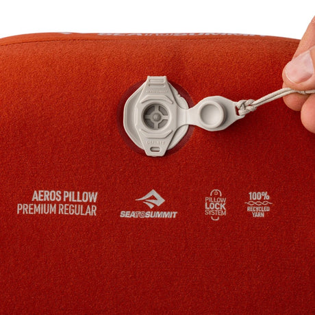 Valve view of Sea to Summit Aeros premium Pillow in Picante colour