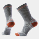 Side and back view of Smartwool hike targeted cushion crew socks in medium gray colour