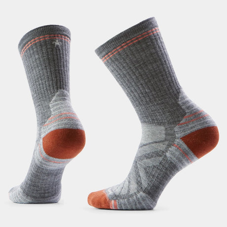 Side and back view of Smartwool hike targeted cushion crew socks in medium gray colour