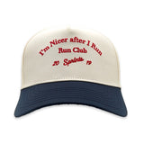 Front view of Sprints Structured VP Hat with "I'm nicer after I run" text