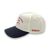 Side view of Sprints Structured VP Hat with "I'm nicer after I run" text